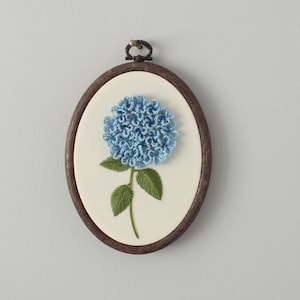 Hydrangea Embroidery Wall Art - 3D Floral Hand Embroidery Hoop Art