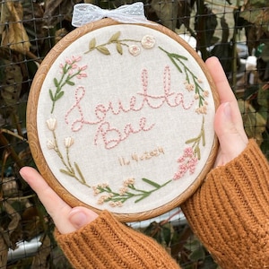 Custom Name Embroidery Hoop, Embroidery Hoop Art, Baby name announcement, Nursery Wall Art, Baby Name Embroidery, Name Embroidery
