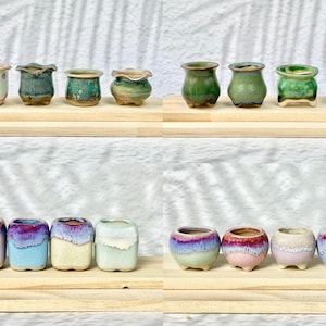 Unique Succulent Planters Handmade Tiny Pottery Gifts for Mom, Mini Ceramics Vase Pot Garden Decor Gift, Tiny Flower Pottery Gifts for Her.